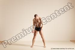 Underwear Gymnastic poses Man White Slim Bald Dancing Dynamic poses Academic